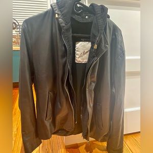 A Raspini Firenze black leather jacket - made in Italy, size 48/M